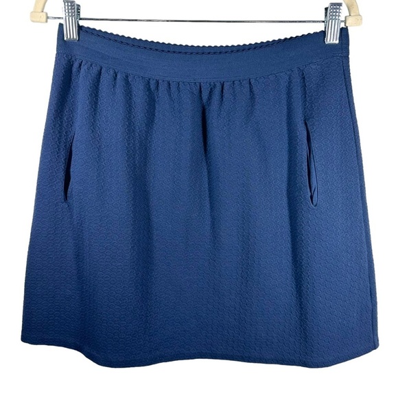 Anthropologie Skirt Women's Medium M Navy Blue Textured Jersey knit Mini Pockets - Picture 1 of 7